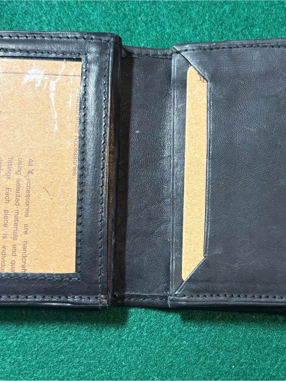 Black Leather Bifold Wallet with ID Window